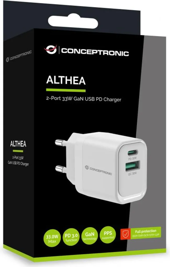 Caricabatterie Conceptronic ALTHEA19W33 33W GaN PD QC 3.0 - 5