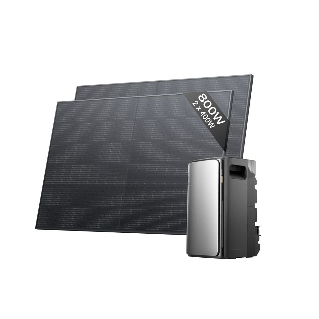 EcoFlow STREAM Ultra 1,92 kWh Balkonkraftwerk mit Batteriespeicher, 2 × 400 W Starres Solarpanels, 2 800 W Solareingang (4 MPPT)