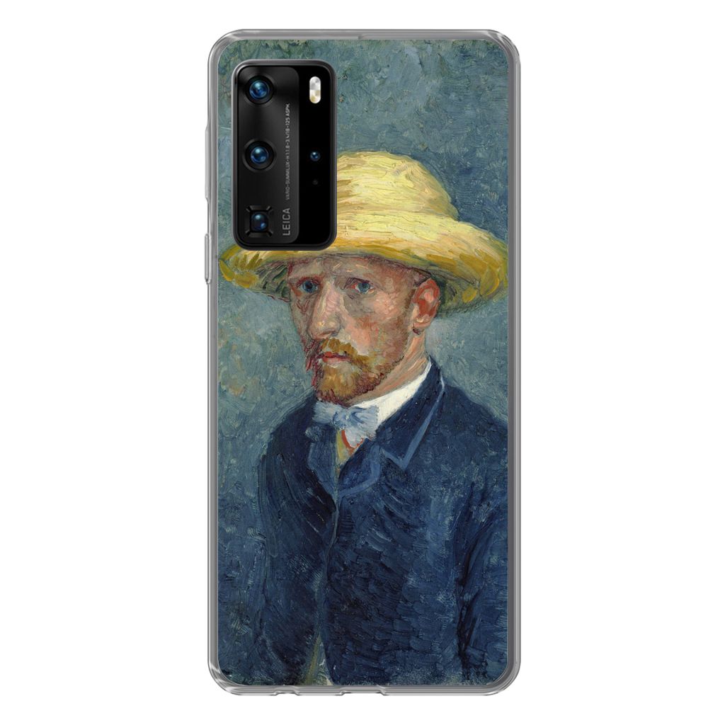 MuchoWow Handyhülle Schutzhülle Hülle für Huawei P40 Pro Selbstbildnis mit Hut - Vincent van Gogh Silikon Softcase Handy Hülle - Schutz
