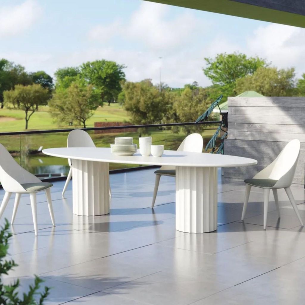 Casa Padrino Luxus Garten Esstisch Matt Weiß 300 cm - Luxus Garten Möbel