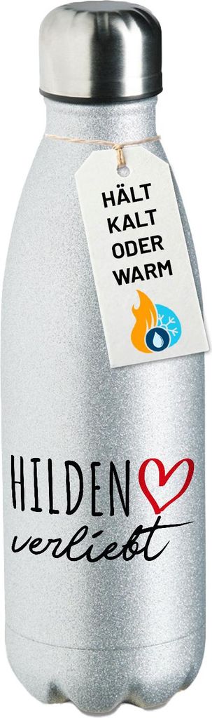 Huuraa Trinkflasche Hilden verliebt 500ml Silver Edelstahl Wasserflasche Trinkflasche Geschenkidee