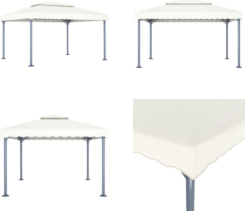 vidaXL Pavillon 400 x 300 cm Creme Aluminium - Pavillon - Pavillons - Vordach - Vordächer
