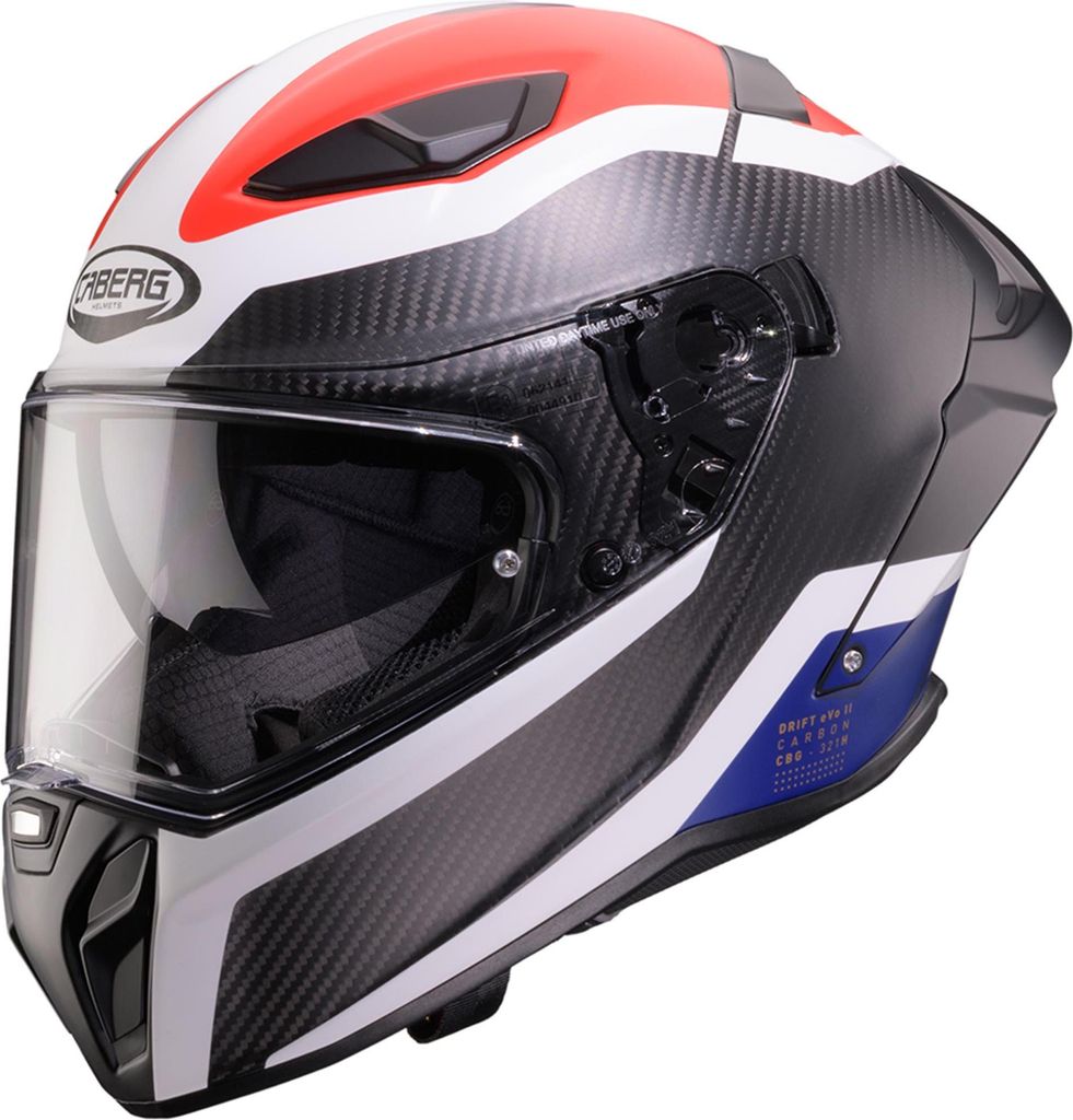 CABERG DRIFT EVO II MATT CARBON Integralhelm M in blau/rot/schwarz/weiß