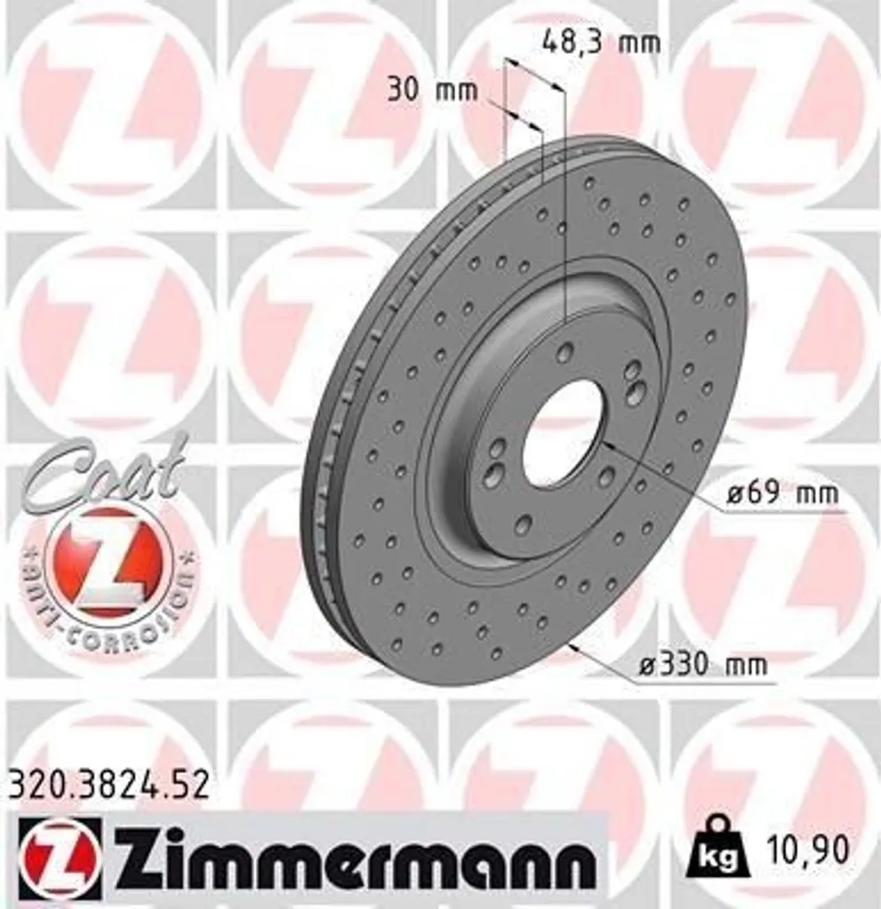 Disque de frein haute teneur en carbone Zimmermann 320.3824.52 JF
