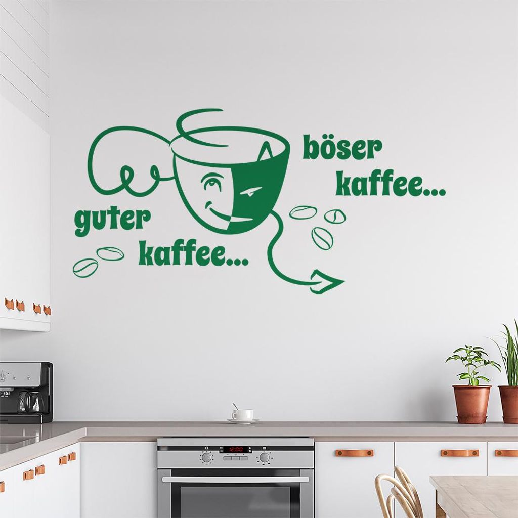 guter Kaffee böser Kaffee Wandtattoo in 6 Größen - Wandaufkleber Wall Sticker - Dekoration, Küche, Wohnzimmer, Schlafzimmer, Badezimmer