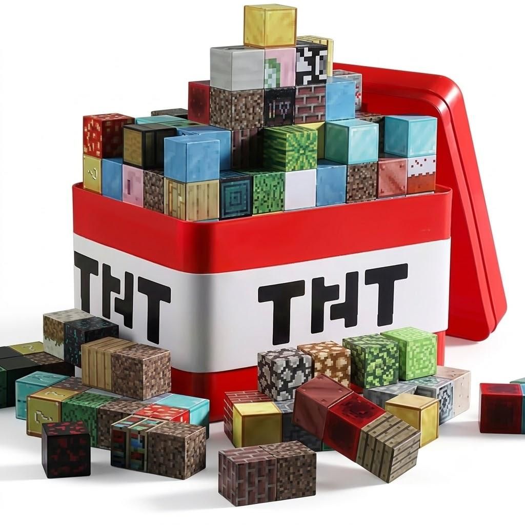 200tlg. Magnetische Bausteine Set – Pixel-Bauwelt mit praktischer TNT-Box