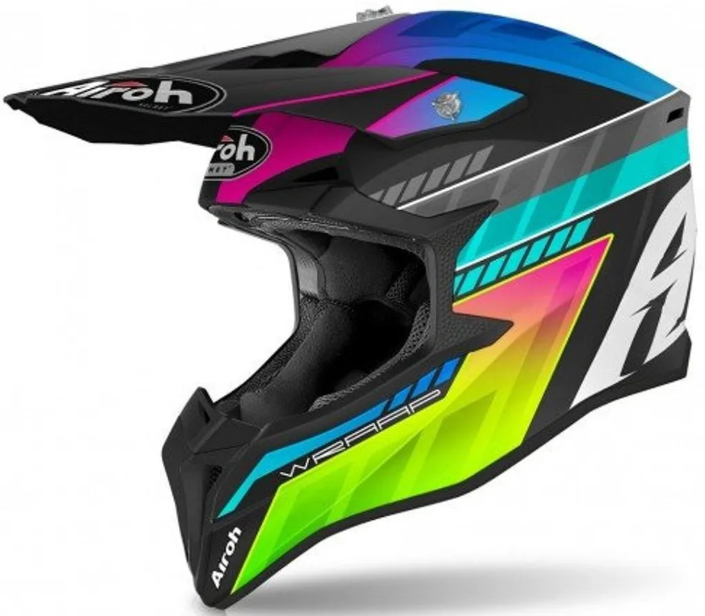 Casque de Moto Cross Airoh Wraap Prism XL Multicolore Intégral Off-Road