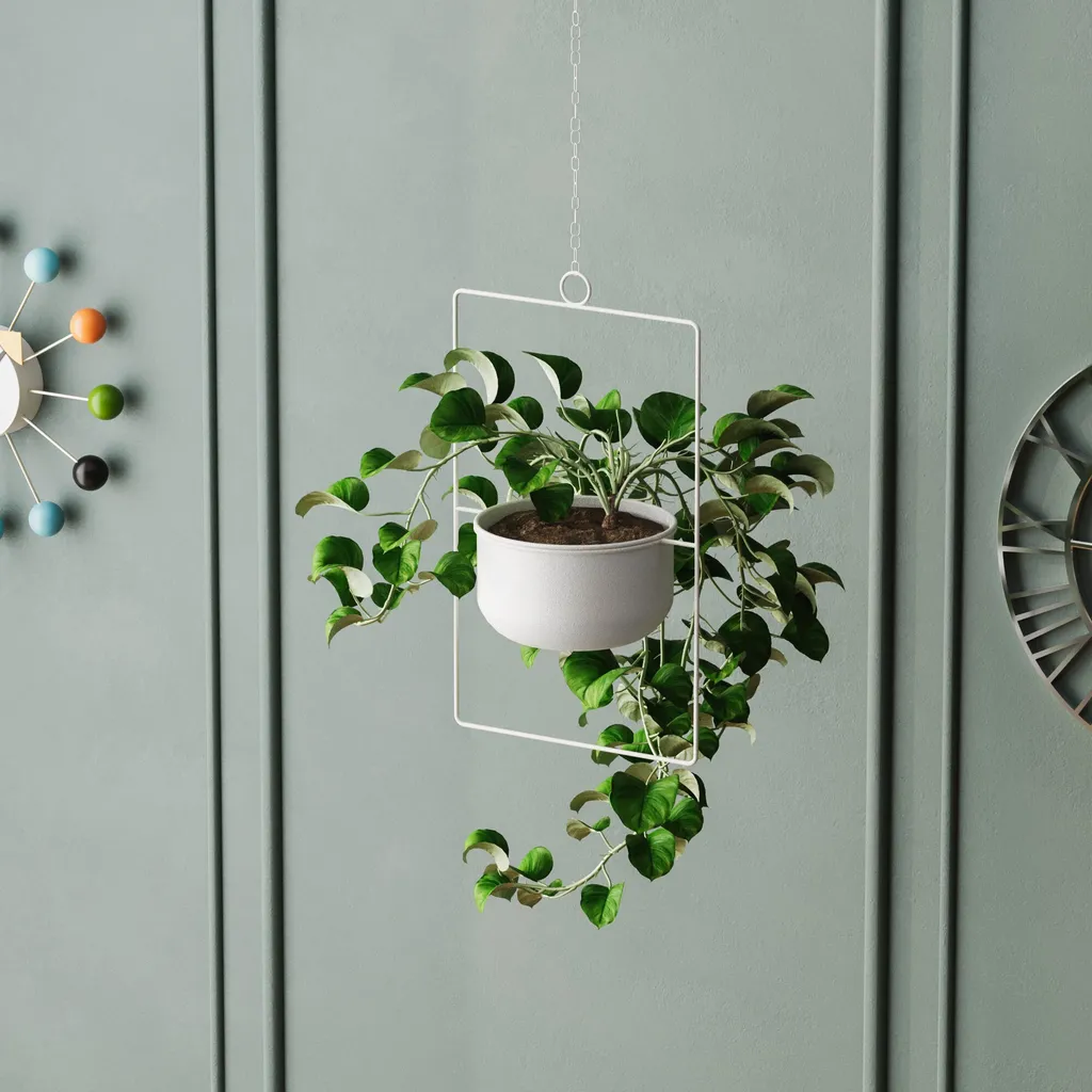 Pot décoratif robuste en métal blanc - Solution déco durable 40 cm haut