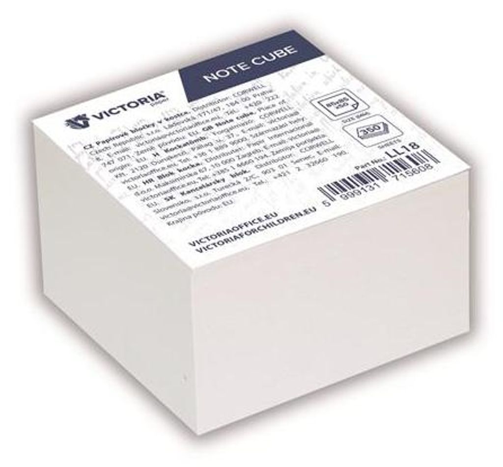 Papierblöcke in einem Würfel, 85 x 85 x 50 mm, 350 Blatt, nicht geklebt, VICTORIA OFFICE