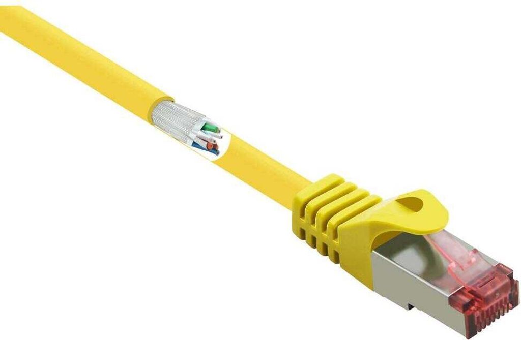 Renkforce RF-5191076 RJ45 Netzwerkkabel, Patchkabel CAT 6 S/FTP 10.00 m Gelb mit Rastnasenschutz, vergoldete Steckkonta