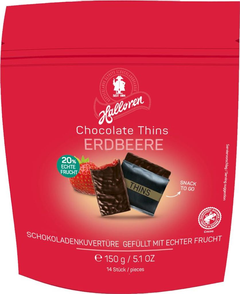 Halloren Chocolate Thins Strawberry z dodatkiem truskawek Zdjęcie produktu 