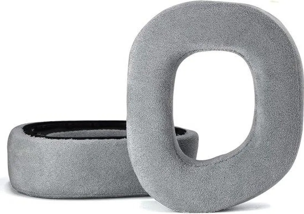 Paire de mousses pour casque gamer en velours gris ultra douces 90mm