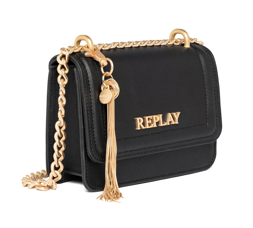 Replay Crossbody Bag Black/Gold - Borsa Donna Compatta e Funzionale - 2