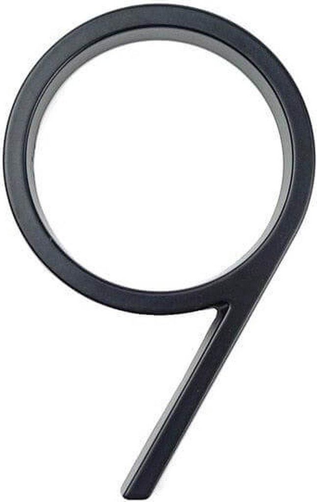 Jumada's – schwarze Hausnummer 9 – schwarze moderne Hausnummer – 125 mm hoch