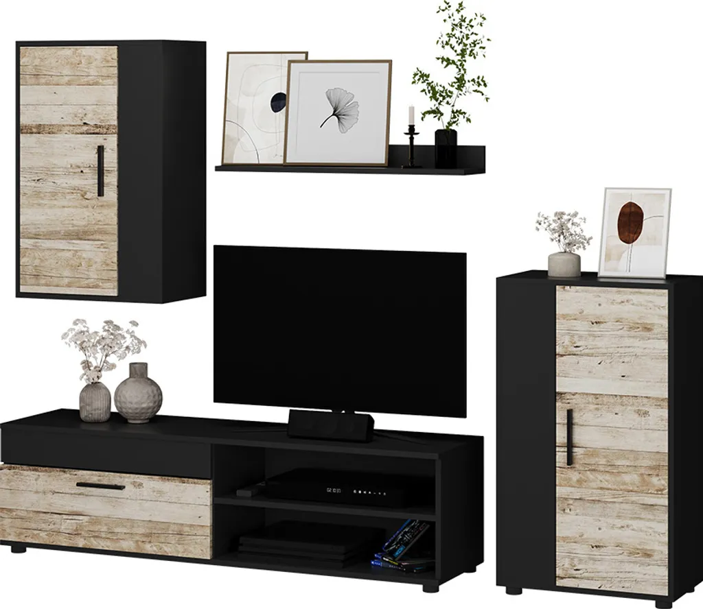Ensemble salon Vicco Berno 4 pièces, design bicolore anthracite beige - 7