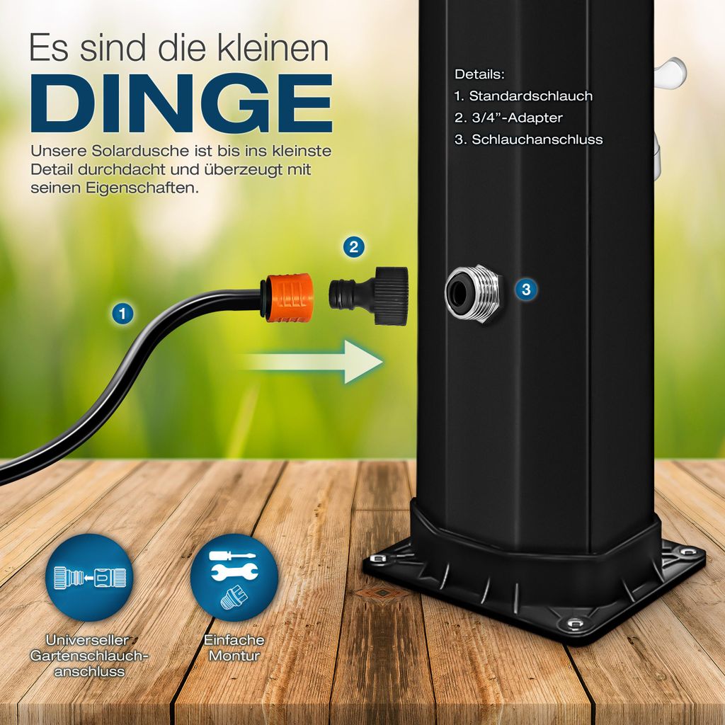 tillvex Solardusche 35L Schwarz/Silber inklusive Produktbild 