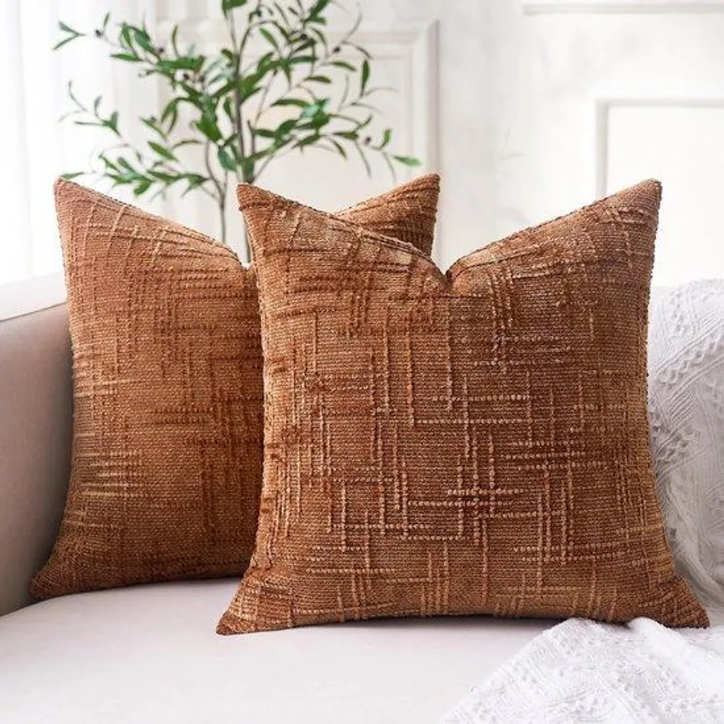 Housse de coussin déco canapé 40x40 - Chenille douce et cosy par lot de 2