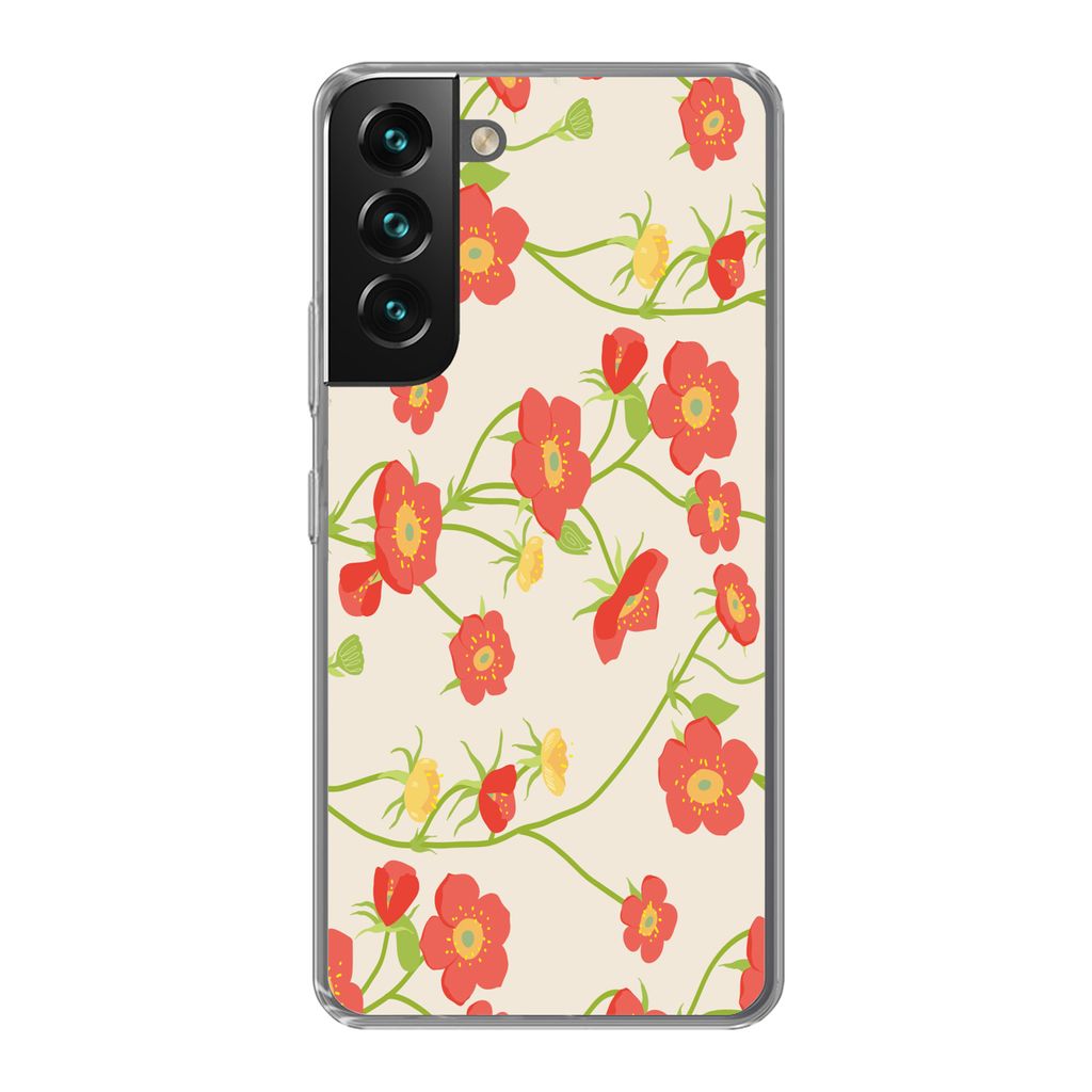 MuchoWow Handyhülle Schutzhülle Hülle für Samsung Galaxy S22 Blume - Feldblumen - Muster Silikon Softcase Handy Hülle - Mobiltelefonhülle
