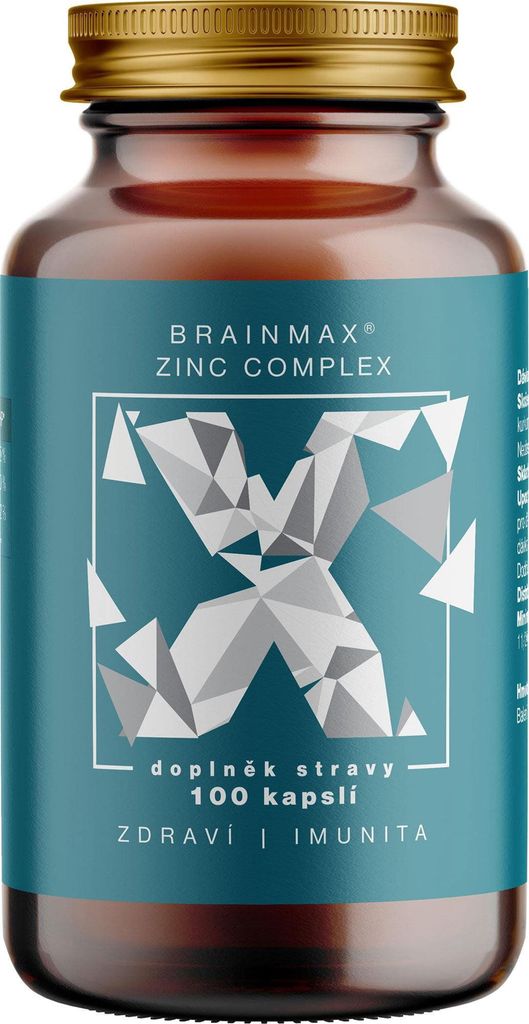 A product shot of a bottle of BrainMax Zinc Complex supplements.