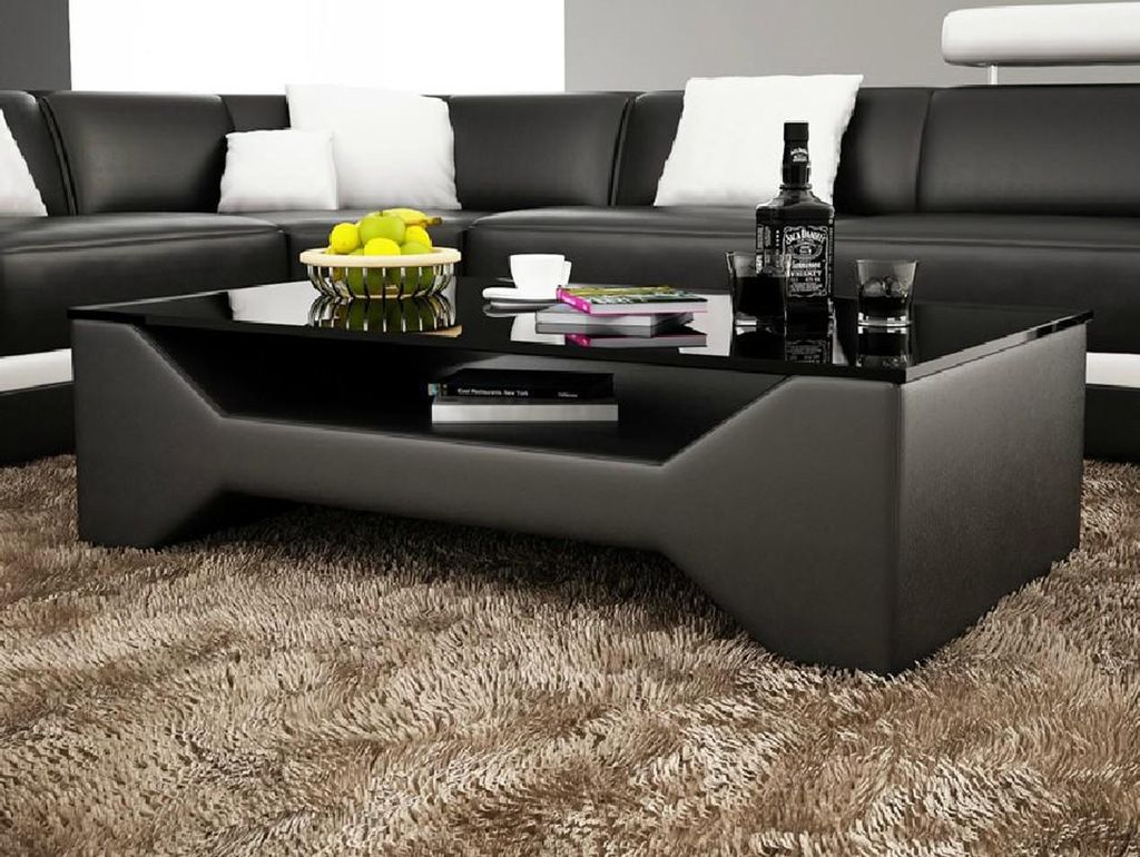 Sofatisch Design Tisch Wonzimmer Glas Leder Sofa Beistell Kaffee Couch Tische