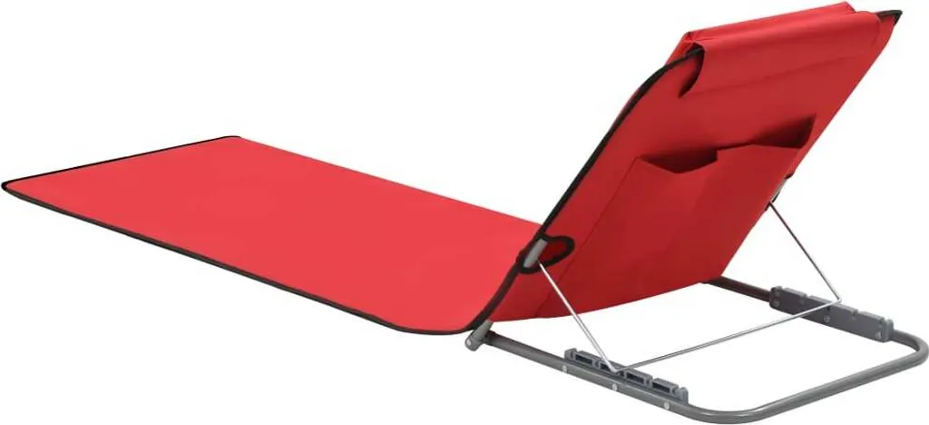 Dossier inclinable et structure en acier pour ce tapis de plage rouge