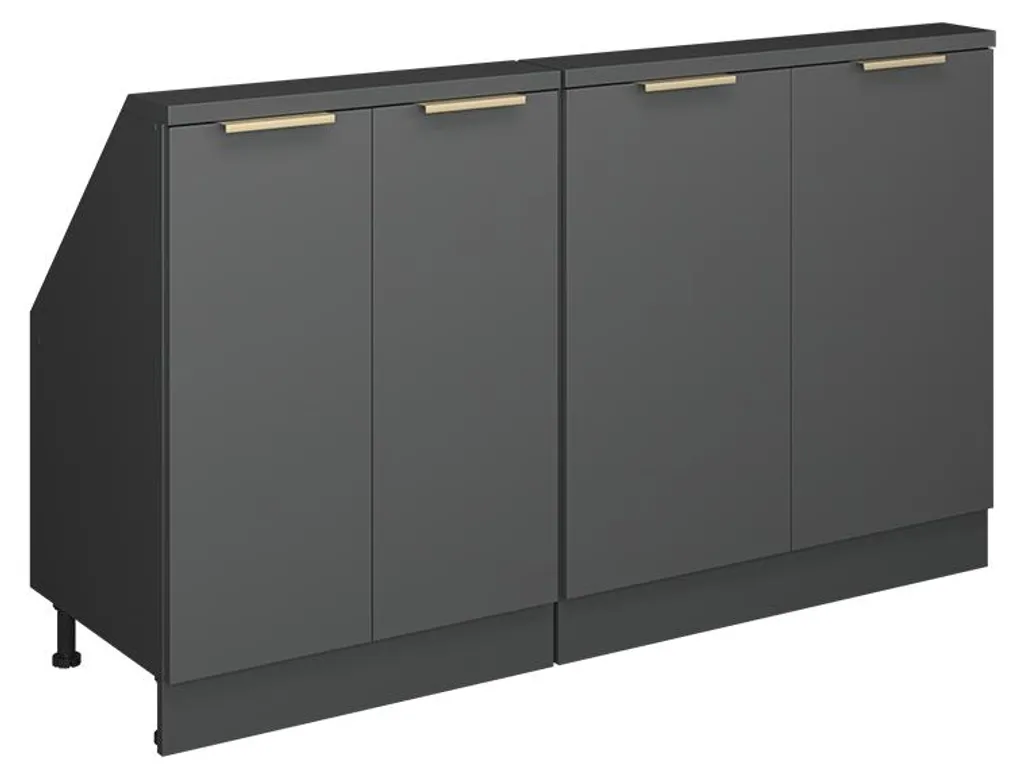 Vicco Rion Anthracite et Or 140cm Lot de 2 Meubles sous Pente 59704