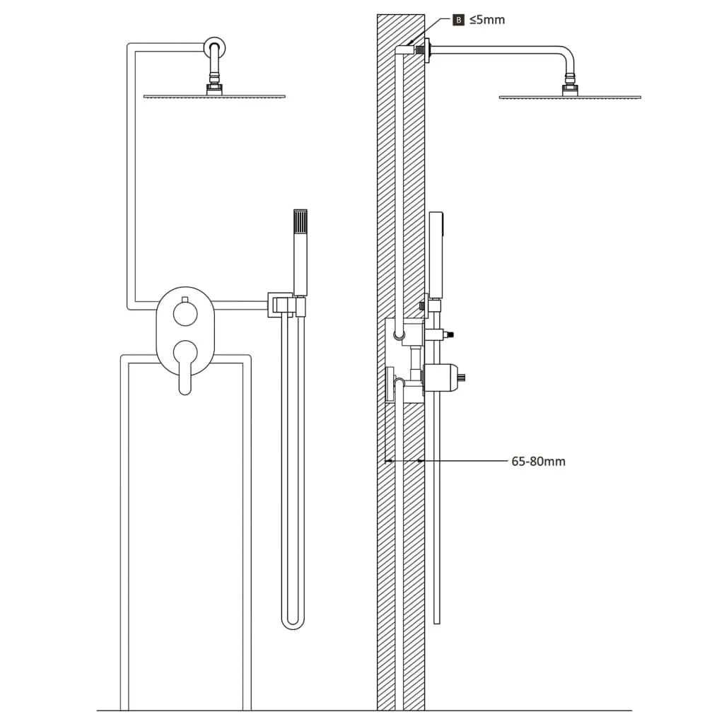 Ensemble de douche vidaXL inox 201 pour rénovation salle de bain