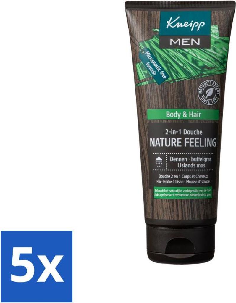 Kneipp - Duschgel - Men - Natürliches Gefühl - 2-in-1 - 200 ml - Vorteilspack - 5 Stücke
