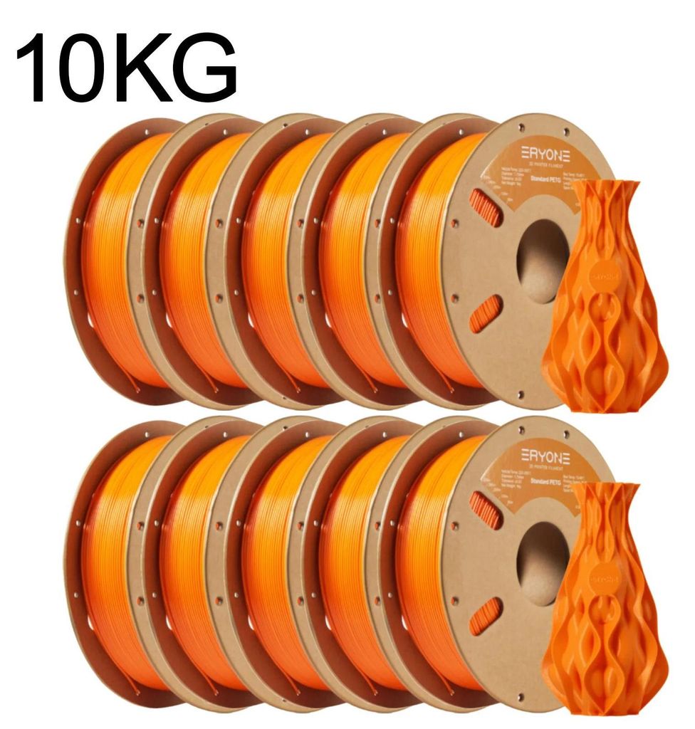 PETG 3D Drucker Filament - FDM Filament 1,75 mm - Toleranz ±0,03 mm - 230–250 °C - Perfekte Wicklung - 10 kg Spule - Orange