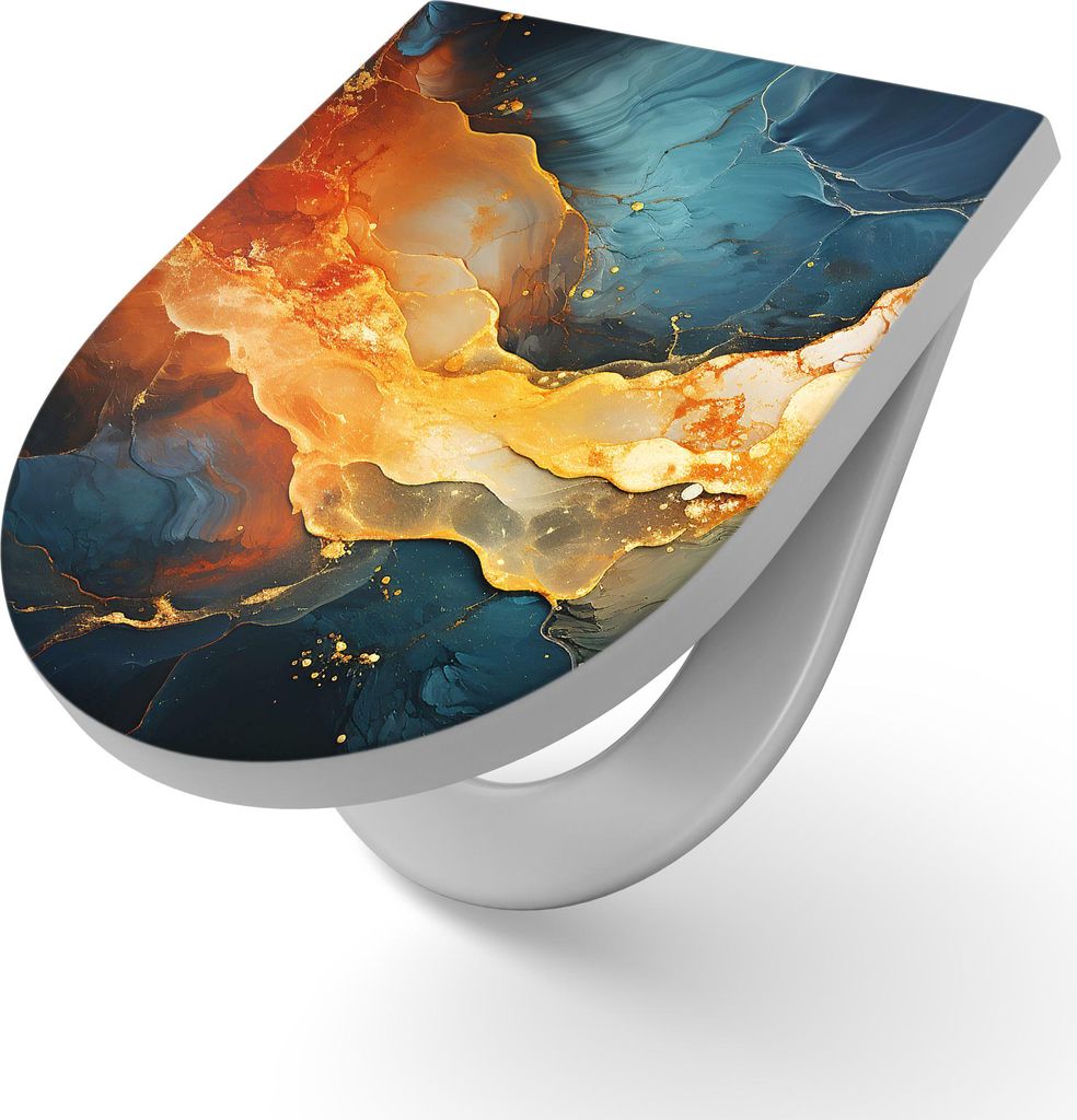 DEQORI WC-Sitz Duroplast 36,4x45,4 cm 'Magmatischer Glanz' Toilettensitz WC-Brille Design