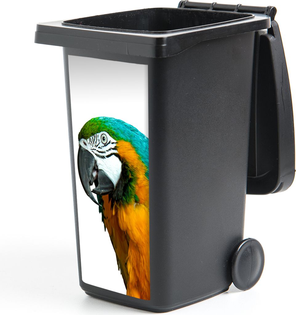 MuchoWow Mülltonnenaufkleber Papagei - Vogel - Federn - Porträt 38x80 cm - Behälteraufkleber - Mülleimer-Aufkleber - Container-Aufkleber