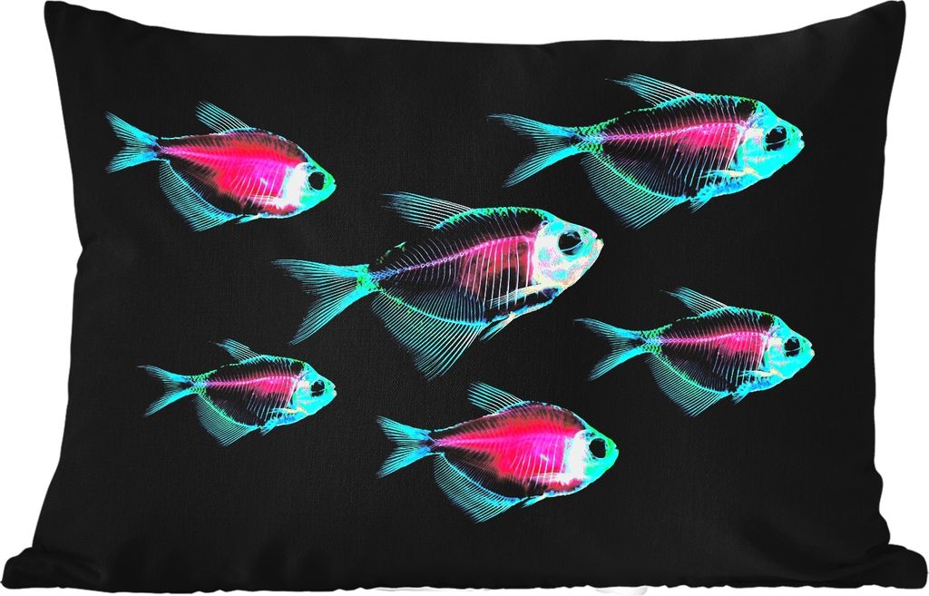 MuchoWow Outdoor Kissen - Fisch - Lila - Blau - 60x40 cm - Wetterfest - Lounge Kissen - Zierkissen - Kissen für Innenräume