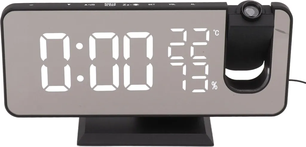 Réveil à projection numérique LED avec Radio FM Noir et Blanc Modèle R70