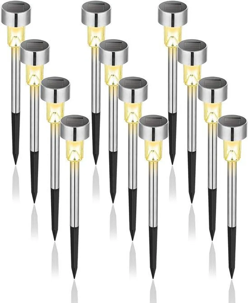 Éclairage solaire pour terrasse et jardin : 12 lampes LED blanches fixes