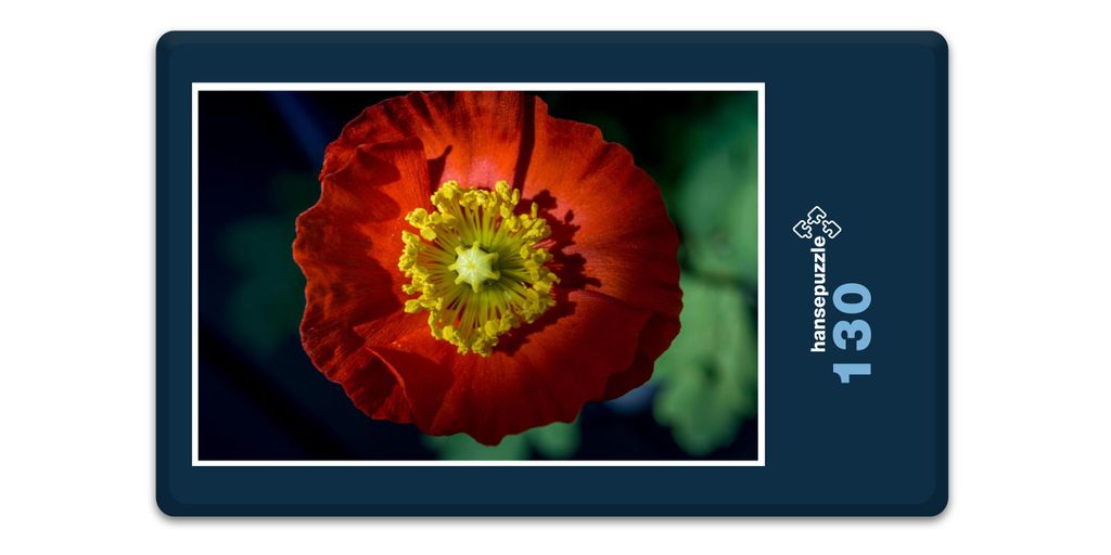 hansepuzzle 18340 - Island-Mohn Puzzle, 130 Teile, Natur, 28,7 x 20,0cm mit hochwertiger Aufbewahrung, Kartonbox und wiederverschließbarem Beutel