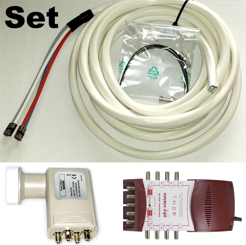 Wittenberg Sat Set Quattro 3 in 1, Quattro-Kabel, Multischalter und Quattro LNB