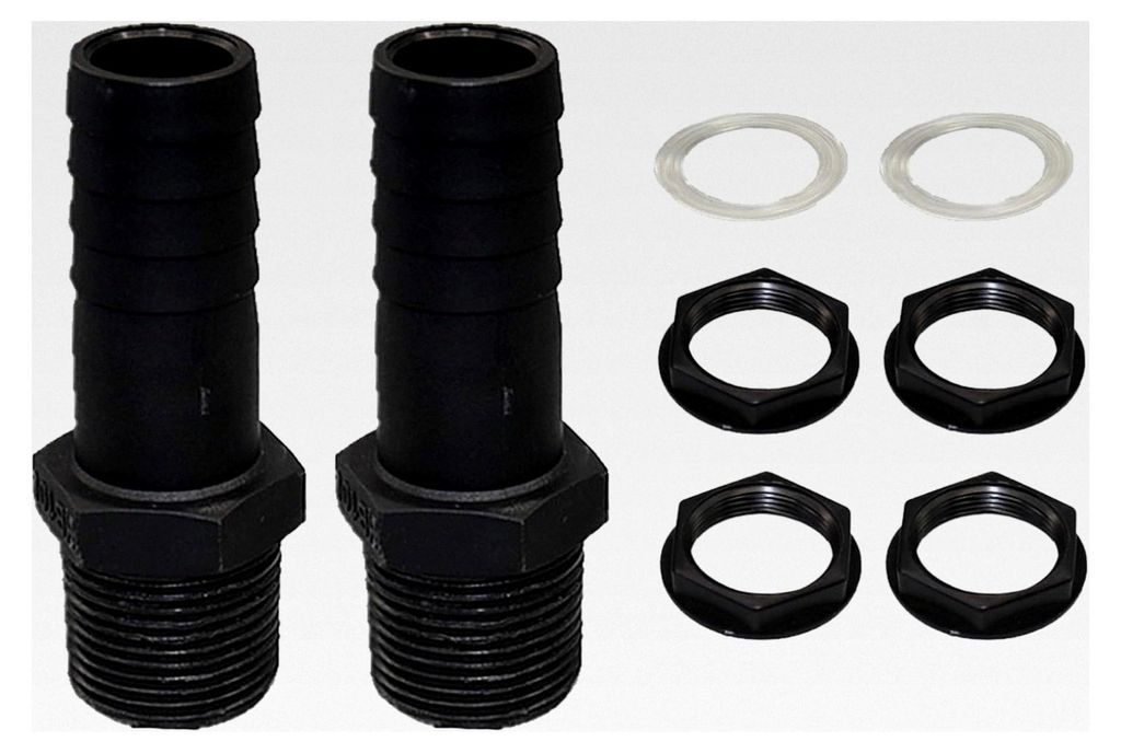 2 Stück Regentonnendurchführungen, Tankdurchführungen 1 Zoll Außengewinde, mit Schlauchtülle 25mm (1 Zoll) Schlauchanschluss, für Regentonnen...