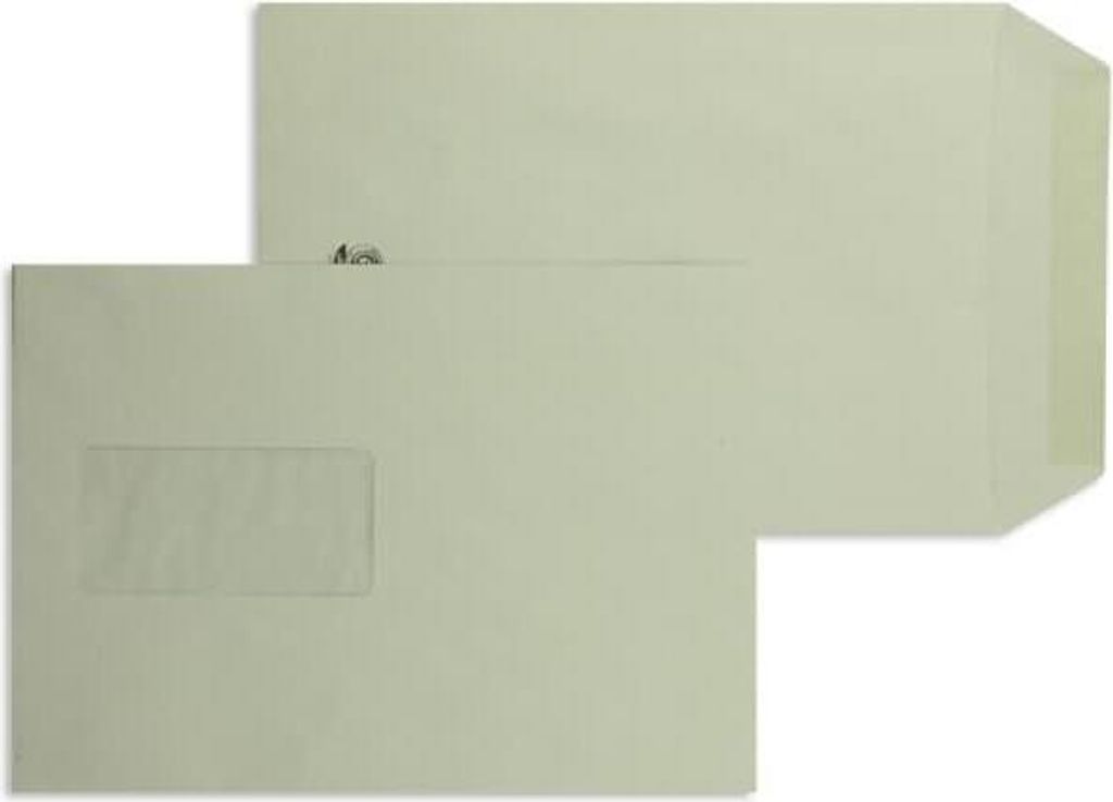 Versandtaschen C5 80g/qm gummiert Fenster VE=500 Stück grau