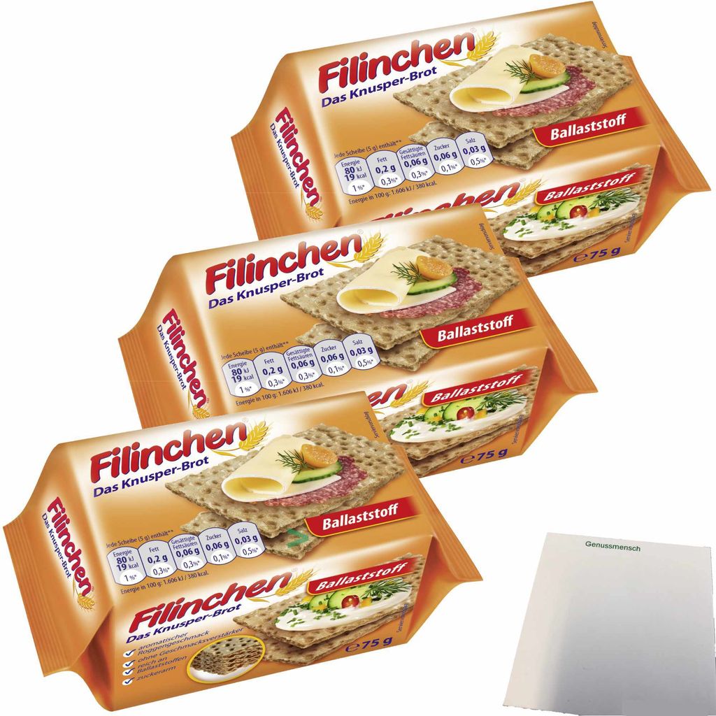 Filinchen das Knusperbrot Ballaststoff 3er Pack (3x75g Produktbild 