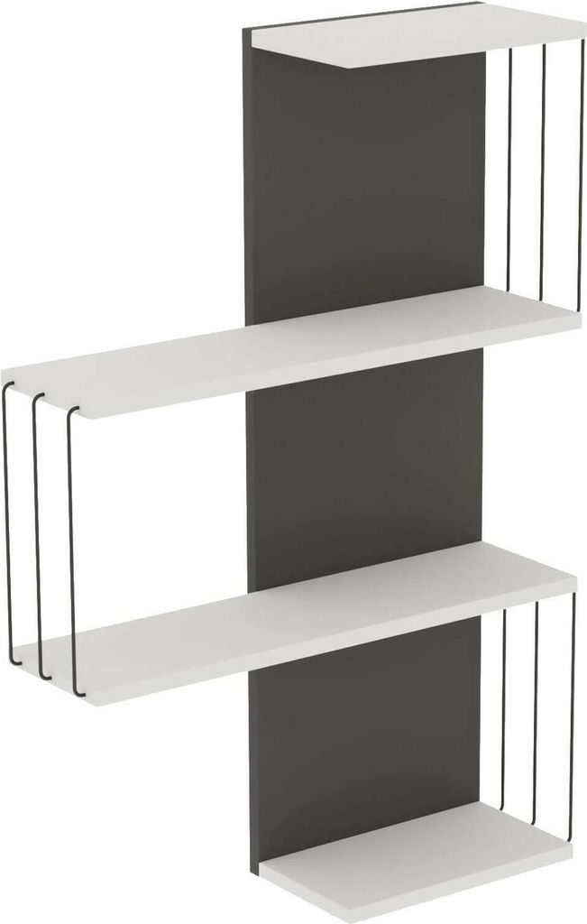 Regal Hadar, Gestell, Wandregal, Mehrzweckregale, 64x19h96 cm, Weiß und Anthrazit