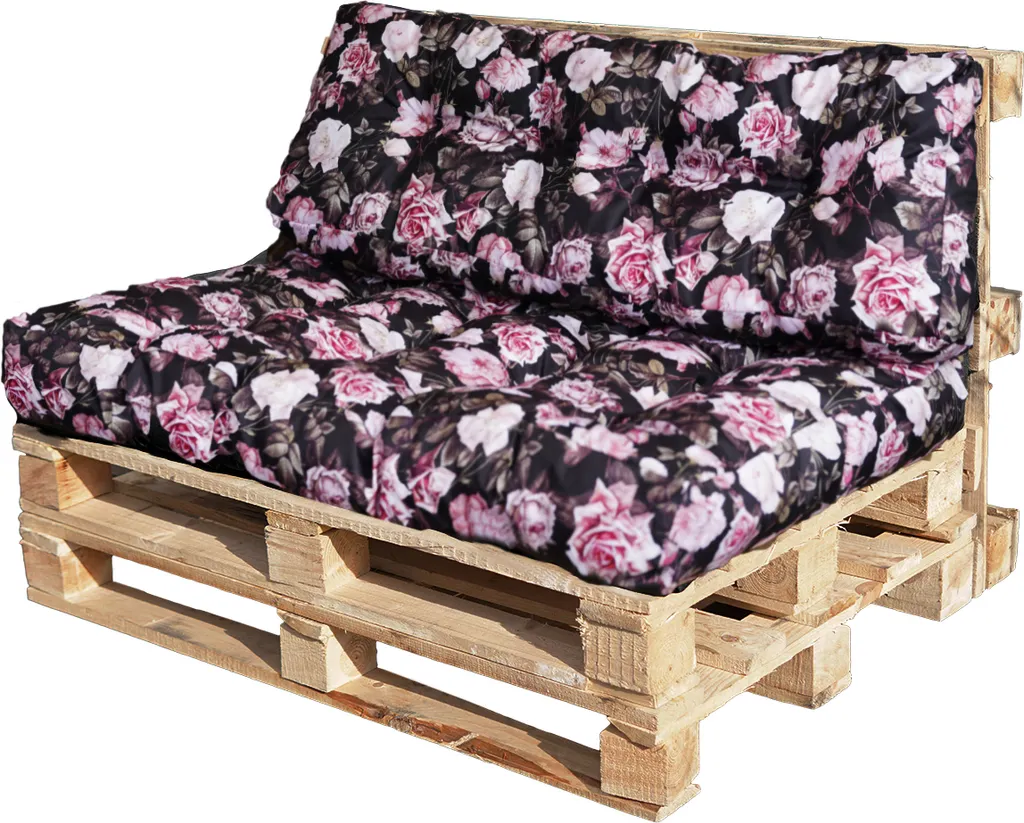 Set 2 Cuscini per Pallet 120x80 Nero Rose - Alta Resistenza