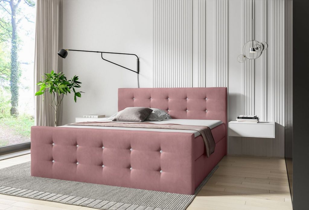 Bett SCARLETT – 200x200, rosa + GRATIS Matratzenauflage