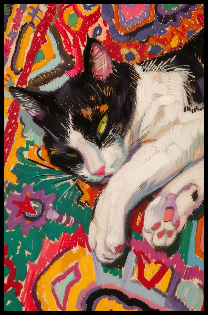 Plakat 53x81cm Traum einer bunten Katze