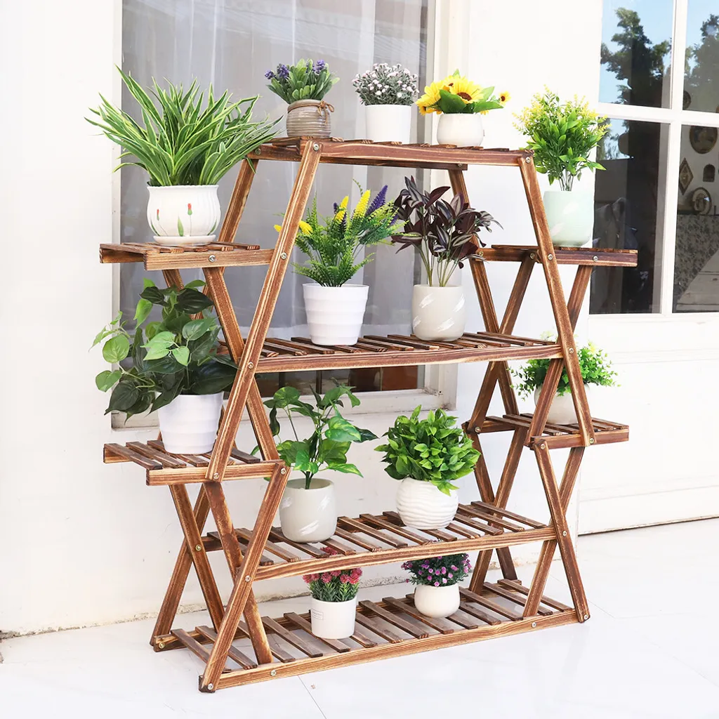 Escalier à fleurs 6 niveaux en bois traité 90cm support de plantes