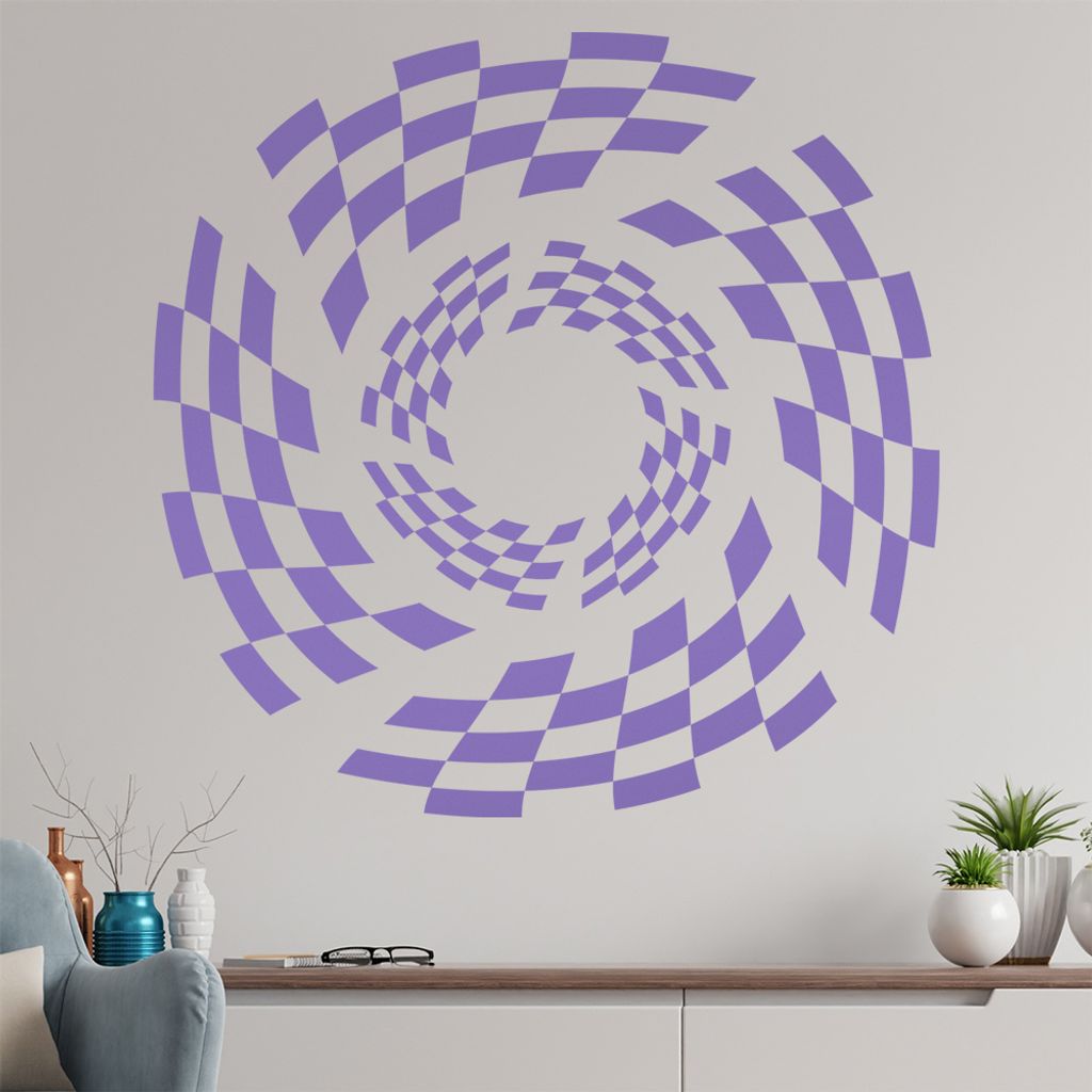 Karo Muster Wirbel Wandtattoo in 6 Größen - Wandaufkleber Wall Sticker - Dekoration, Küche, Wohnzimmer, Schlafzimmer, Badezimmer