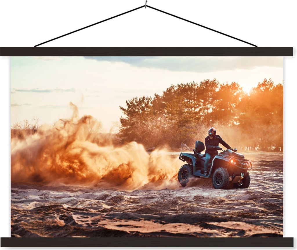 MuchoWow Textilposter Quad - Rennen - Sonne 150x100 cm mit schwarzem Rahmen - Schlafzimmer