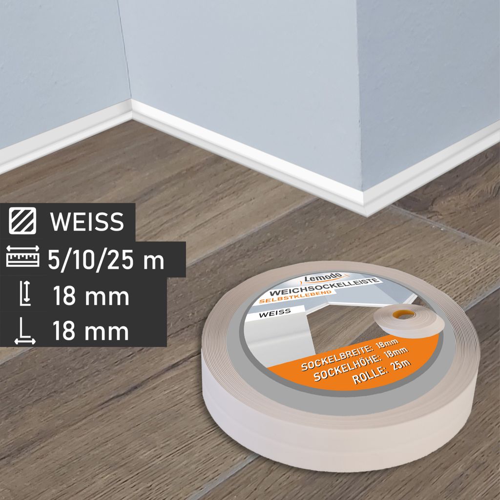 LIHIQIYA Selbstklebende Sockelleiste Weiß - 80x20mm PVC Flexibel Für Küche & Bad