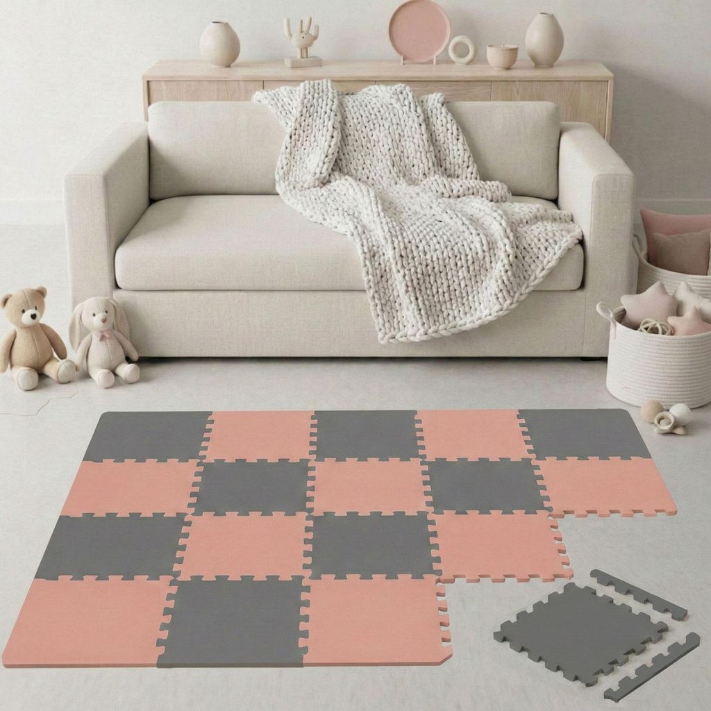 18 Teile Spielmatte Baby Puzzlematte 30x30 Krabbelmatte Bodenmatte Kinderzimmer