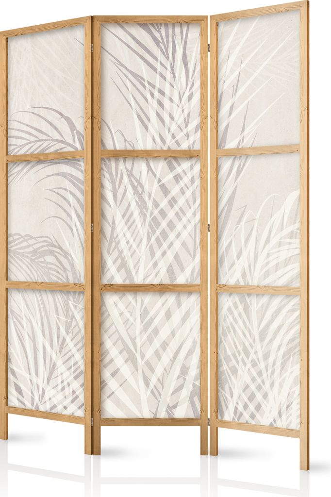 Paravent 135x172 cm 3-teilig einseitig eleganter Sichtschutz Raumteiler Trennwand Raumtrenner Holz Design Motiv Deko Home Office Botanik Natur Abst...