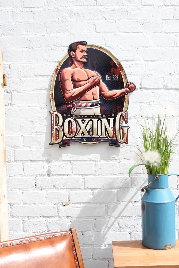 Plaque de boxer en tôle émaillée bombée - Qualité supérieure style rétro - 4